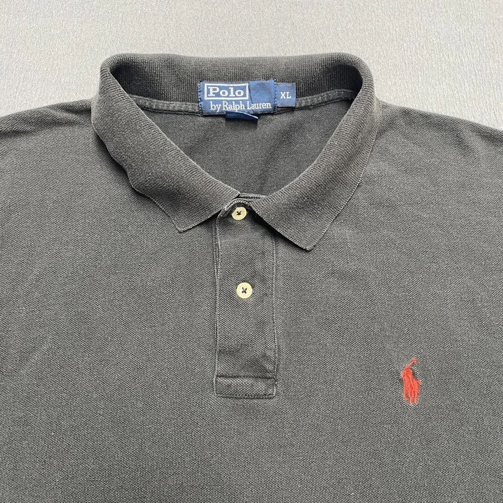 Polo Ralph Lauren Polo Shirt‎ Mens XL Black Red Pony Logo Cotton Short Sleeve